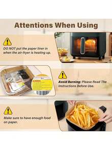 1/50/100/125片装空气炸锅烘焙纸，一次性空气炸锅垫，125片装不粘一次性空气炸锅垫，8英寸未漂白烘焙纸，方形空气炸锅垫，适用于5-8夸脱空气炸锅，可用于烘焙、烤制和微波炉烹饪。 - 原木色 - 查看 4