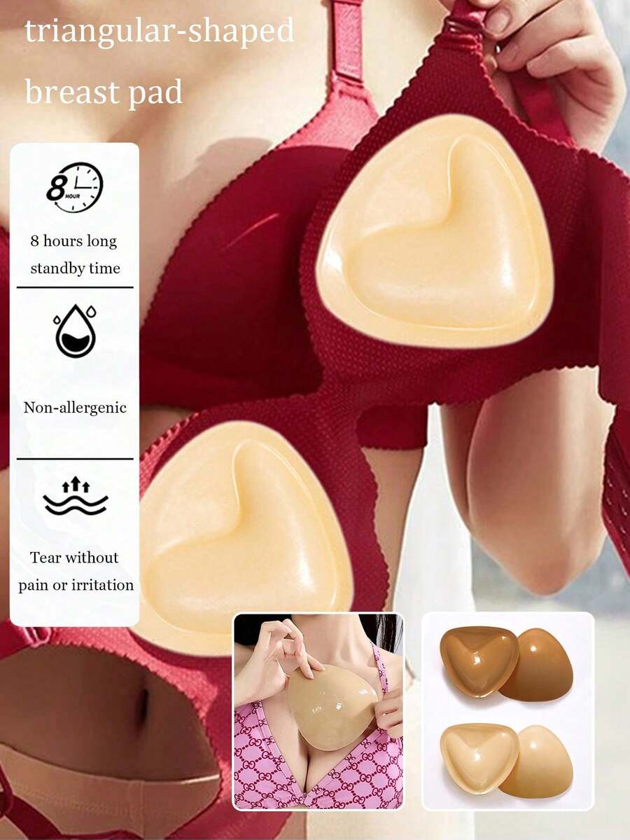 Bộ 2 miếng độn ngực hai mặt dành cho nữ, giúp nâng ngực và tạo khe ngực, phù hợp với áo ngực thông thường, áo tắm và áo ngực thể thao.