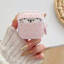 Thiết kế in hai mặt chấm bi hồng với 1 nút tròn màu hồng, tương thích với hộp đựng tai nghe Bluetooth Apple 4, cũng phù hợp với hộp bảo vệ tai nghe Pro 2/Pro 3/thế hệ thứ 3 (không bao gồm tai nghe). - Hồng - Xem 4