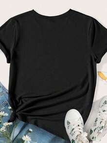 Camiseta talla grande estampada con "La amabilidad es gratis" - Negro - Ver 2