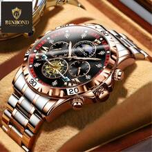 BINBOND 1PC Men's Luminous Multi-Function Six-Needle Stainless Steel Strap Quartz Watch Business Father's Day Valentine's Day Souvenir For Daily Wear - Multicolor - View 11