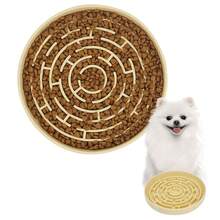 Silicone Maze Slow Feeder Bowl For Dogs And Cats, Non-Slip Puzzle Pet Dish With Food Dispersion, Easy Clean Interactive Bowl(Beige) - 淺褐色的 - 查看 1