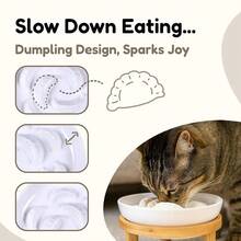 Slow Feeder Bowl, 6.3″ Elevated Cat Bowl With Stand, Melamine Wide Shallow Food Bowl, Whisker-Friendly Raised Plate, Wet Food Feeder For Slow Eating (White) - White1PackwithStand-6.3''Wx1.5''H - View 5