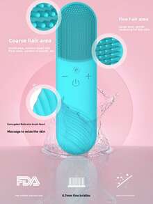 2-In-1 Electric Silicone Facial Cleanser With Red Blue Light Therapy, USB Rechargeable Portable Face Cleaning Brush Skin Care Beauty Massager For Home Personal Use - View 6