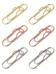 6Pcs Heart Shaped Metal Pen Clips, Mixed Color Cute Pen Hanger Paper Fastener, Journal Notebook Planner Decor Stationery Accessories - Multiple Styles - View 9
