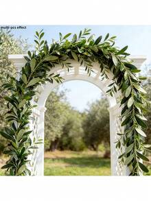 1 pieza - Enredadera de hojas de olivo artificial - Flor artificial verde realista - Para patio/jardín/piscina/exterior/arco/fiesta/boda/cumpleaños/banquete/té/evento nocturno - Adecuado para primavera - Ver 2
