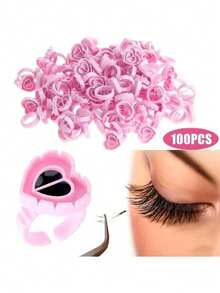 200/100pcs Set: Round Lash Glue Rings, Glue Rings Cups, Anti-Spill Glue Drop Cups, Glue Holder Rack And Thick Fan Cups, Suitable For Eyelash Extension - Disposable Professional Eyelash Extension Tools - Multicolor - View 9