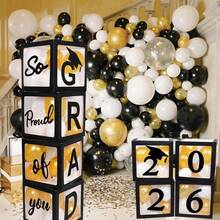 2026 Graduation Party Decoration Black Balloon Box With "Class Of 2026" And "Proud Of You" Text, Suitable For High School And College Graduation Celebration, Graduation Ceremony Supplies - Black - View 16