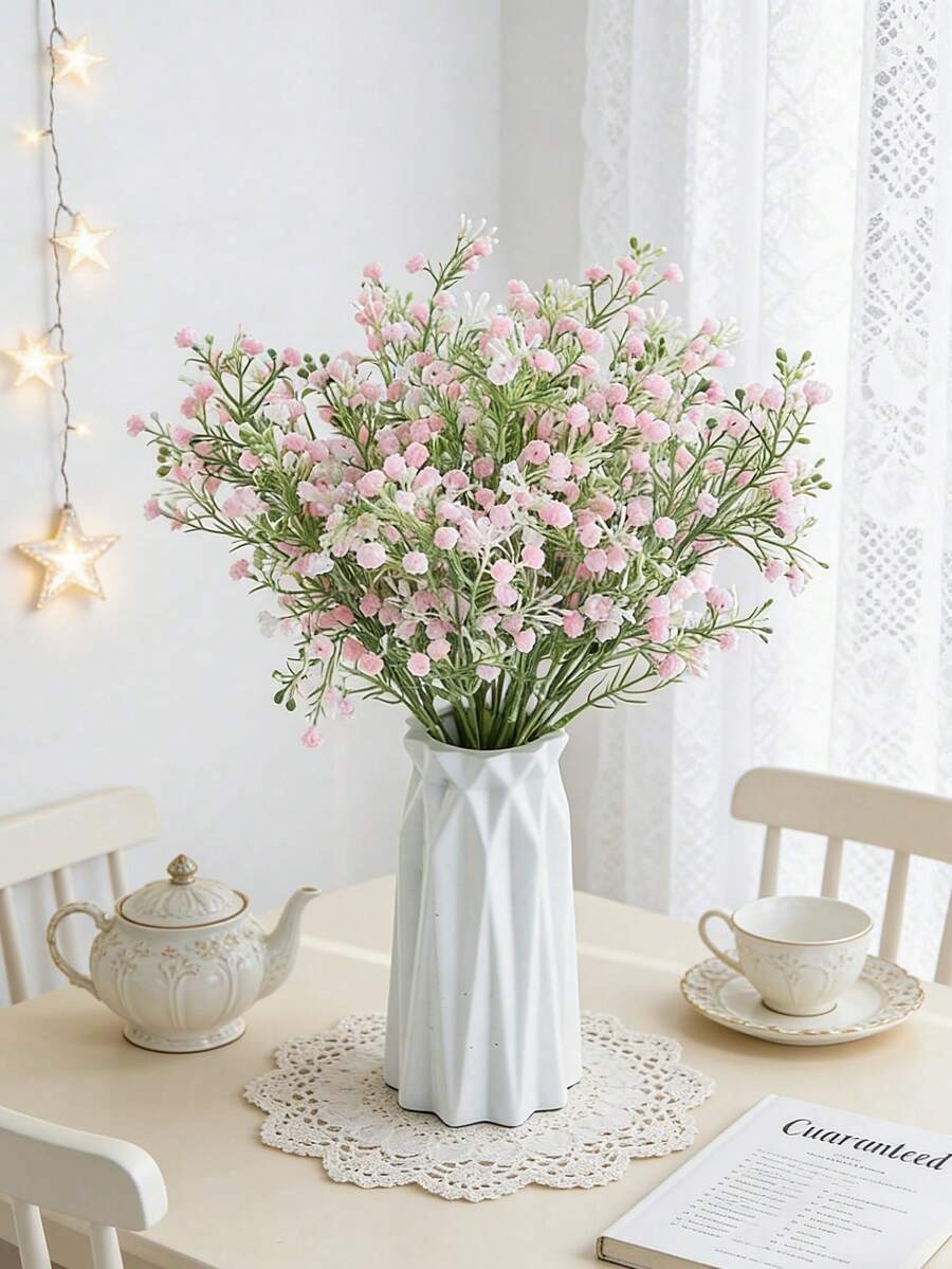 Buchet de flori artificiale de Gypsophila 1 buc/3 buc, flori artificiale din plastic pentru nunți, case, restaurante, dormitoare, sărbători, zile de naștere, petreceri, grădini în aer liber, Ziua Îndrăgostiților, cadouri de absolvire - Roz - Vizualizare 1