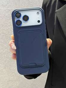 VRNOEI 新款三合一吸盘卡槽手机壳，兼容 17/16/15/14/13/12/11 Pro Max，豪华卡包式手机壳，兼容 16/15/14 Plus/16/17 E，软壳手机配件 - 酒紅色 - 查看 3