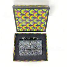 Mini Color Block Quilted Chain Crossbody Bag// - 黑色亮片 + 盒子 - 查看 2