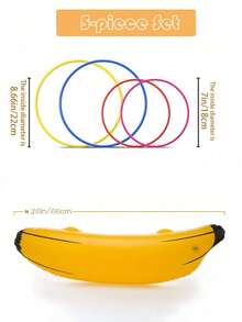 8pcs - Inflatable Banana Toss Game Set, Suitable For Swimming Pool, Bachelor Party, Bridal Shower, Engagement Party, Lingerie Party, Summer Pool Floats, Pool Party And Hawaiian Theme Party Decor (2pcs 26-Inch Bananas And 8pcs Toss Rings) - 香蕉 - 查看 2