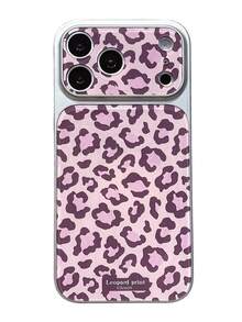 Funda de teléfono con protección de lente de cámara brillante con estampado de leopardo de moda compatible con iPhone 17 Pro Max, 17 Pro, 17, 16, 15, 14 Pro Max, cubierta trasera suave como regalo - estampado de leopardo rosa - Ver 4