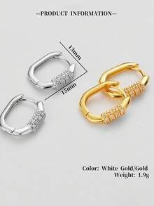 1 Đôi bông tai nhỏ hình học bằng kim loại, đính đá Zirconia, dành cho nữ, thích hợp làm quà tặng thời trang phong cách hip hop và dự tiệc. - bông tai khóa số - Xem 5