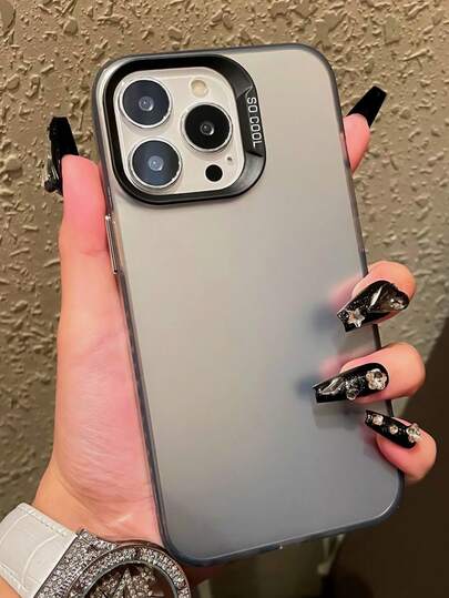 IMD银色三合一镜头保护壳，时尚黑色线条设计，适用于苹果17、16、15、14、13、12、11 Pro Max、X、XR、XS Max、8、7 Plus，带防震磨砂后盖。