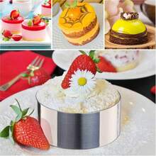 Bộ 5 khuôn bánh tròn (4 khuôn và 1 dụng cụ đẩy), khuôn mousse tráng miệng bằng thép không gỉ 3 inch kèm dụng cụ đẩy và tấm nâng, thích hợp cho nhà hàng, tiệc tùng, gia đình và tiệm bánh. - Nhiều màu - Xem 3