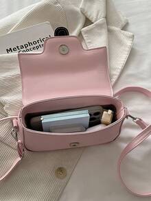 Women's Handbag, Fashionable Pink Flap Square Bag, Versatile Commuter & Street Shoulder/Crossbody Bag - Pink - View 8