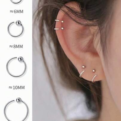BALMORA 1 Đôi bông tai bạc sterling 925 kiểu dáng tối giản, đa năng, hình quả cầu nhỏ, dạng vòng hở, phù hợp cho nữ giới đeo hàng ngày.