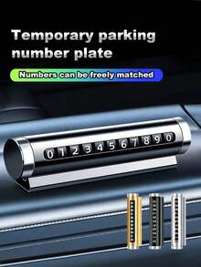 Temporary Parking Number Plate, Movable Car Number Plate, Creative Metal Roller Car Sign Phone Plate With Clear Numbers, Alloy Material Resistant To Summer Heat, Compact Design Not Blocking Driving Vision, Placed Inside Car Without Occupying Space - Multicolor - View 2