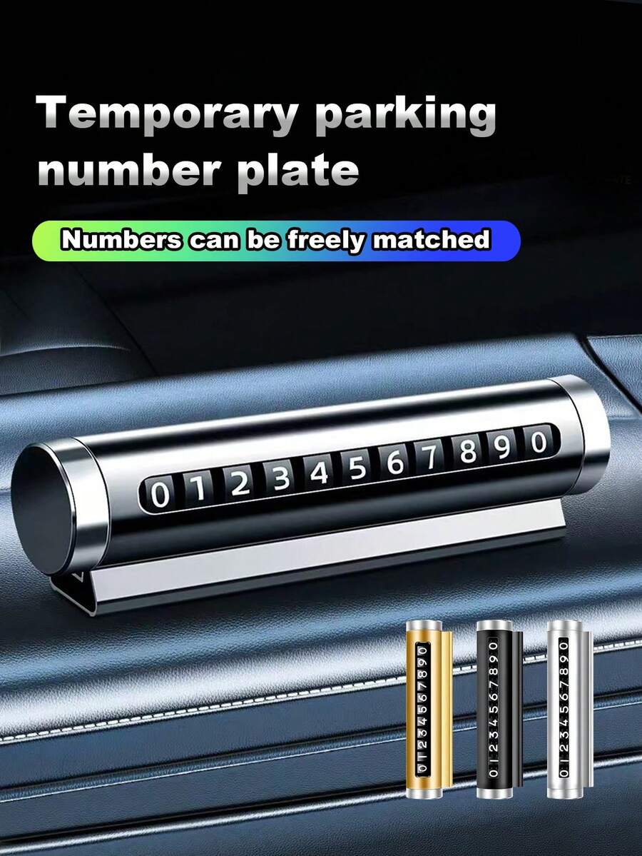 Temporary Parking Number Plate, Movable Car Number Plate, Creative Metal Roller Car Sign Phone Plate With Clear Numbers, Alloy Material Resistant To Summer Heat, Compact Design Not Blocking Driving Vision, Placed Inside Car Without Occupying Space