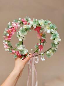 Băng đô hoa màu hồng nhạt kiểu cổ tích (1/2/3 chiếc), băng đô cài tóc kiểu rừng, phụ kiện hoa giả cho bé gái và phụ nữ, phụ kiện chụp ảnh. - Nhiều màu - Xem 21