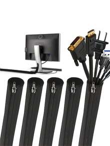 1/2/4 chiếc ống bọc cáp có khóa kéo 18,9 inch, ống tổ chức cáp mềm cho máy tính, TV, văn phòng, giải trí gia đình, che phủ hệ thống cáp. - Phiên bản có khóa kéo - Xem 1
