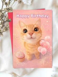 A Cute Cat Birthday Card, Suitable For Gifting To Friends Or Cat Lovers - Multicolor - View 5