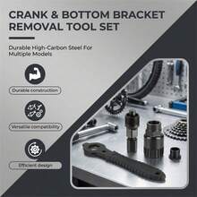 自行车曲柄和中轴拆卸工具套装，采用耐用高碳钢制成，适用于多种车型 - 黑色 - 查看 6