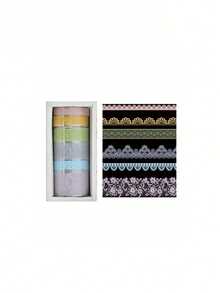 6 rollos de cinta decorativa con patrón de encaje de PET - Arte floral - Cinta decorativa transparente, adecuada para manualidades DIY, scrapbooking, envoltura de regalos - multicolor - Ver 11
