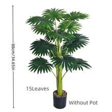 1件/3件 大尺寸人造棕櫚植物，植物排列與天然植物相似，45英吋高人造香蕉樹，24片葉子，逼真塑料寬葉植物裝飾，人造植物 - 軍綠色 - 查看 4