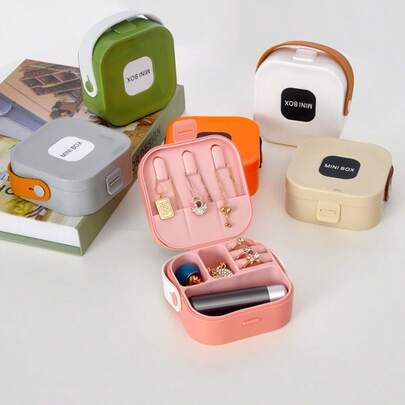 Hộp đựng trang sức kiêm gương cầm tay mới, hộp nhựa PP đa chức năng đựng nhẫn và phụ kiện, quà tặng cho nữ, quà tặng ngày lễ.