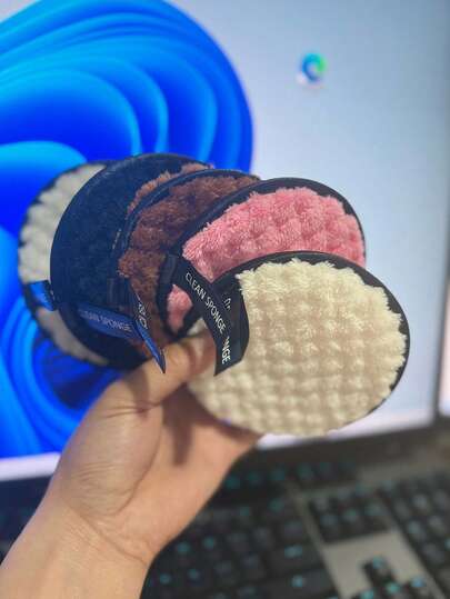 5pcs Random Color Makeup Remover Pads, Soft & Skin-Friendly Towels, Portable Cleaning Tool For Travel