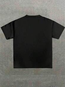 (220 Cotton T-Shirt Double-Sided Printing) 1pc  Flame & Star Graphic T-Shirt, Y2K, Streetwear, Digital Print T - Shirt Casual Comfort Cotton Tee For Spring & Summer Fall Men's Clothing, Halloween Gift,Unisex ICDM - 黑色 - 查看 2