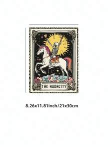 1 pezzo cartellone su tela da parete magico, senza cornice, con stampa di scheletro divertente, tarocchi mistici, unicorno arcobaleno, strega, decorazione per soggiorno, camera da letto, camera del dormitorio - Tarocchi - Visualizzare 15