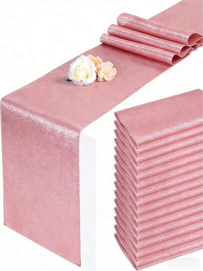 1 chiếc khăn trải bàn lấp lánh màu hồng, chất liệu polyester không dệt, khăn trải bàn trang nhã, trang trí tiệc mừng em bé chào đời, tiệc sinh nhật cho trẻ sơ sinh, tiệc tiết lộ giới tính em bé, tiệc sinh nhật lần thứ nhất cho bé gái, trang trí tiệc cưới, tiệc cô dâu, tiệc liên hoan, quà tặng trang trí gia đình