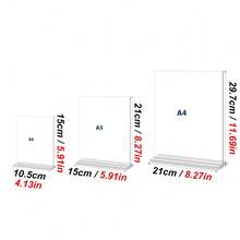 1pc A6/A5/A4 Acrylic Double-Sided Transparent Table Card Holder, Menu Display Stand With Card Slot, Restaurant Table Sign Holder, Desk Top Label Stand, Suitable For Restaurant, Events, Graduation Ceremony And Office Use - Table Cards - View 7