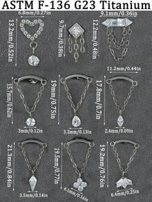 1 chiếc khuyên tai mặt dây chuyền thanh cong bằng titan G23, đính đá CZ Zirconia, đáy phẳng, ren trong, mạ vàng 18K, thích hợp cho xỏ khuyên sụn tai, vành tai, môi. - vàng titan - Xem 8