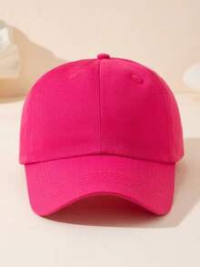 Solid Color Minimalist Sun Visor Baseball Cap, Casual Outdoor Sports Hat Suitable For All Seasons,Summer,Beach,Holiday - Hot Pink - View 5