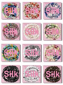 2个/盒，100%纯桑蚕丝印花发圈。优雅亲肤，质感高级，粉色礼盒包装。 - 彩色 - 查看 1