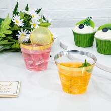 Bộ 10/20/25/50/100/200 chiếc ly sâm panh trong suốt viền vàng 9oz, ly cocktail tái sử dụng, thích hợp cho năm mới, Giáng sinh, tiệc tùng, đám cưới, sinh nhật, Ngày lễ tình nhân và các sự kiện trường học. - Nhiều màu - Xem 6