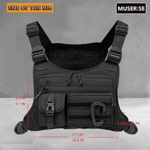 Men's Tactical Chest Pack With Built-In Phone Holder And Adjustable Strap MOLLE Webbing EDC Backpack For Running Cycling Camping Safety Zipper Compartment Hands-Free Viewing Outdoor Durable Polyester Gym Travel Black - Gray-white Camouflage - View 4