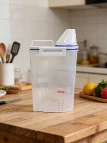 1pc Wide Mouth Easy-To-Clean Cereal & Grain Storage Canister, Plastic Kitchen Canister, Airtight Food Storage Container, Dry Goods Rice Bean Moisture-Proof Jar, Large Mouth Design For Easy Reach And Cleaning, Leak-Proof And Spill-Proof, Moisture-Proof And Insect-Proof, Durable Thick Material Resistant To Dropping, Suitable For Grains, Rice, Beans, Dried Fruits, Kitchen Food Storage - Multicolor - View 11