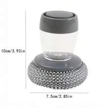 1 pieza Dispensador de líquido automático, cepillo para lavar platos tipo prensa, no rayable, antiadherente - A - Ver 2