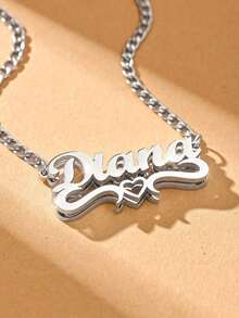 1pc 18k Gold Stainless Steel Necklace Accessory, 45+5cm Name Necklace, Double Plated Name Necklace, Custom 3D Name Plate Necklace, Gold Nameplate Necklace, Heart Hollow Necklace With Exquisite Box, Her,Customized Fashion Engraved,Look Glamour,Jewelry & Watches,Chic Autumn,Custom Name Stainless Steel Necklace, Personalized Nameplate - 新型號 - 1 - 查看 2