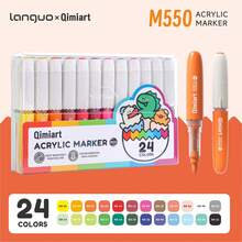 New 12/24/36/48/60 Pcs Set Vibrant Acrylic Marker Pens, Professional Free-Flowing Ink System With Excellent Color Coverage On Black Paper, Soft Brush Tip For Smooth Writing And Coloring, Boxed With Fabric Storage Bag For Easy Carrying And Organization - Marker Pen (set) - View 17