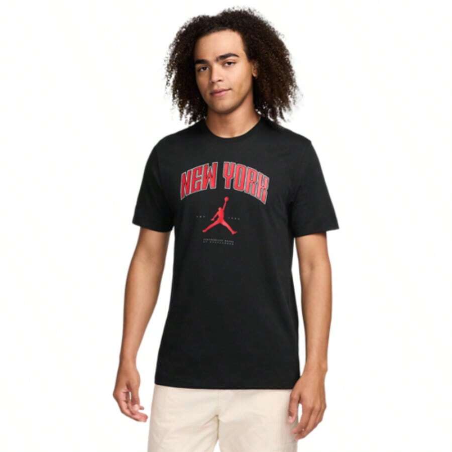 Nike Jordan NY City LBR Short Sleeve Crew Men's Black Red HQ0380-010 - Đỏ và đen - Xem 1