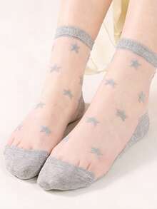 1 Pair Spring/Summer Fashion Casual Transparent Star Crystal Glass Silk Stockings, Breathable - Multicolor - View 2