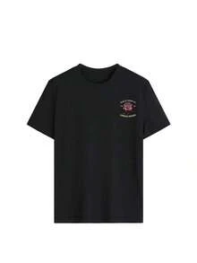 Short-Sleeved, Round Neck, Casual Style T-Shirt With Brushstroke Lettering And Hand-Drawn Cross Print, With The Christian Message "God Is Always Good", Unisex, 100% Cotton - Black - View 4