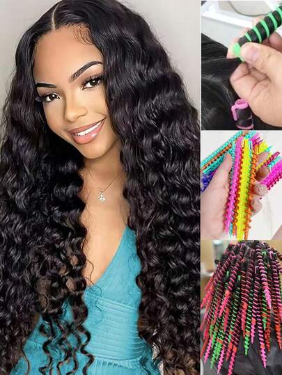 20pcs Spiral Hair Curlers, DIY Styling Tools, No-Heat Spiral Hair Curlers, Suitable For Various Hair Types And Sizes, Beauty Tool Set, Women's Accessory Gift, Sleep Curling Tools, No-Heat Curling Tools For Normal Hair, Slouchy Curling Tools - European And American Minimalist Big Wave Sleep Curling Tools