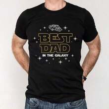 Vintage1pc The Best Dad In The Galaxy Shirt, Father's Day Gift, Gift For Dad, Christmas Gift, Husband Gift, Dad Shirtsummer Tops - Black - View 8